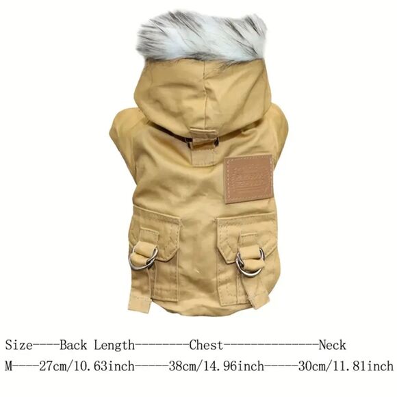 NEW ADORABLE Doggie Hiking Hooded Faux fur Lined Jacket Small dogs - Picture 1 of 9
